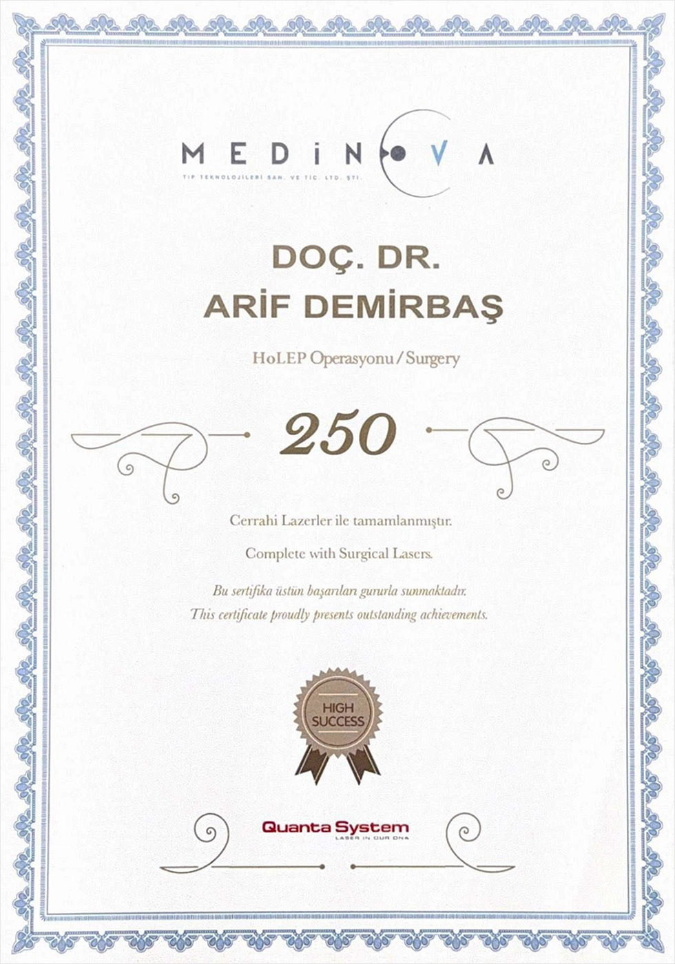 HoLEP Certificate